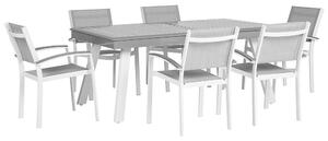 Set da pranzo da 7 pezzi bianco con tavolo grigio 6 sedie da giardino patio terrazza Beliani