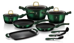 BerlingerHaus - Set di pentole con superficie in marmo 14 pz verde/nero