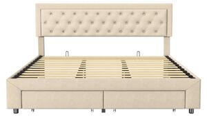 Letto imbottito - Letto contenitore - Letto in velluto - Letto matrimoniale - Divano letto - Beige, 180x200 cm