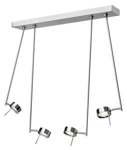 Sompex Lampada a sospensione LED regolabile BLING, 4 luci – Lampada a sospensione moderna, finitura cromata opaca