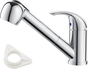 Rubinetto da cucina in acciaio inossidabile SUS304 con doccetta estraibile, braccio orientabile a 360°, 2 modalità di getto, per la cucina, cromato