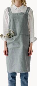 Grembiule da cucina in lino Blue Fog