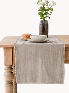 Runner in lino fatto a mano con frange Natural