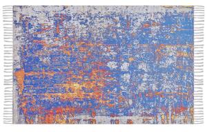 Tappeto in poliestere Multicolore motivo astratto in cotone fatto a mano con nappe 140 x 200 cm Beliani