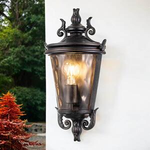 Applique da esterno in vetro fumé alluminio IP44 H: 43,2 cm in bronzo antico ambra rustica