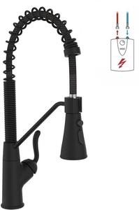 Rubinetto da cucina girevole a 360 gradi, rubinetto da cucina a 3 vie con arco alto per scaldabagno, rubinetto da cucina con 2 posizioni doccia, rame, nero