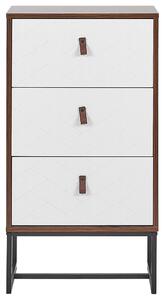 Cassettiera in legno scuro con gambe in metallo bianco cassettiera 91 x 49 cm mobili da soggiorno tradizionali moderni Beliani
