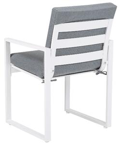 Set di 2 sedie da giardino Sedia da pranzo per esterni con struttura in alluminio bianco con cuscino grigio Beliani