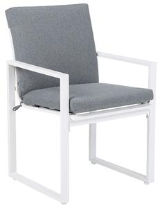 Set di 4 sedie da giardino Sedia da pranzo per esterni con struttura in alluminio bianco con cuscino grigio Beliani