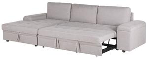 Divano angolare in tessuto grigio chiaro a forma di L con letto e contenitore dal design moderno e minimalista Beliani