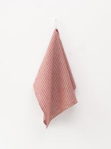 Strofinaccio in lino con righe naturali Red Natural Stripes