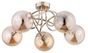 Lampada da soffitto BANKO oro-ambra 5xE14x10W in vetro, dimensioni: 26x51x51 cm, IP20, Alfa