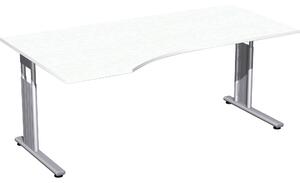 Tavolo a forma libera C-foot Flex, 180 x 80-100 cm, regolabile in altezza, vari colori, colore decor:bianco, angolo di design:sinistro