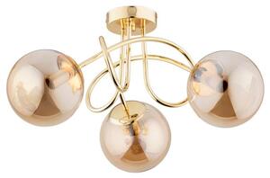 Lampada a sospensione BANKO oro-ambra 3xE14x15W in vetro, dimensioni: 25,5x50x50 cm, IP20, Alfa