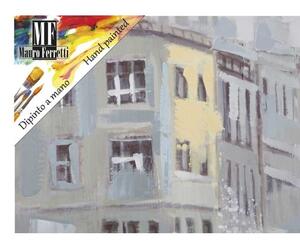 Dipinto Su Tela Rain London -A- Cm 100X3X100- Mauro Ferretti