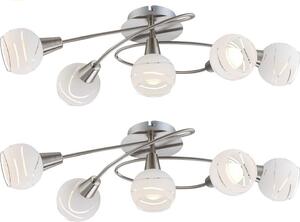 Set di 2 plafoniere LED a 5 fiamme in vetro, lampade da soffitto faretti soggiorno