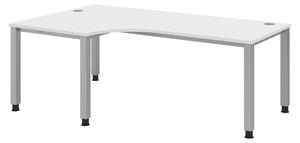 Scrivania bümö Serie Q - Finitura: bianco, struttura: argento, dimensioni: scrivania angolare 200 x 120 cm