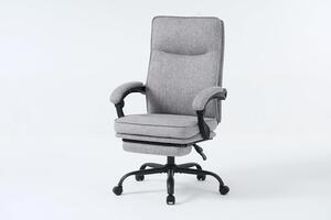 Sedia da ufficio ergonomica con poggiapiedi estensibile e braccioli grigi