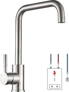 Rubinetto da cucina in acciaio inossidabile a bassa pressione - Miscelatore a 3 vie - Per boiler o impianti a incasso - Finitura lucida a L