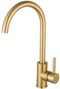 Rubinetto da cucina in acciaio inossidabile con bocca alta in metallo color oro - Braccio per lavello - Rubinetto da cucina con acqua calda e fredda - Rubinetto da cucina girevole a 360 gradi