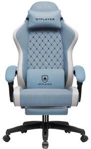 Sedia da gaming - Sedia ergonomica per scrivania da PC - Tessuto traspirante - Schienale alto - Poggiapiedi - Rotella girevole - Azzurro chiaro