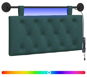 Testiera sospesa Con luce LED Verde Scuro Tessuto