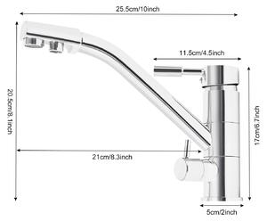 Miscelatore per cucina - 3-in-1 - Tre bocchette separate per acqua calda, acqua fredda e acqua filtrata - Realizzato in ottone - Bocchetta girevole a 360°
