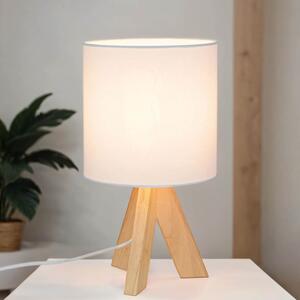 Lampada da tavolo treppiede E14 31 cm bianco tessuto naturale legno Lampada da comodino scandinava