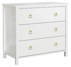 Comodino in legno - Mobiletto con 3 cassetti - Ampio spazio di stoccaggio - Stile moderno e minimalista - Adatto per camere da letto, ingressi, camerette - Bianco