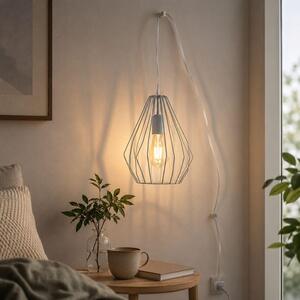 Lampada a sospensione con presa di corrente Interruttore a cavo regolabile L: max. 5,5 m E27 Grigio XXL Luce a sospensione Soggiorno Luce a sospensione