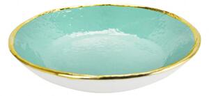 Piatto Fondo in Ceramica - Set 6 pz - Preta Oro - Arcucci Verde Tiffany