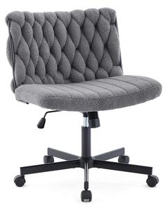 Sedia da ufficio moderna con schienale alto e seduta a forma di "X" - Sedia da scrivania senza braccioli - Seduta ampia ed ergonomica - Rotella e regolazione dell'altezza - Rivestimento in tessuto imbottito con rotelle - Grigia