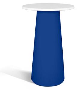 Tavolo alto in polietilene Mik� 2.0 Neutro piano in Wersalit ad alta resistenza Dimensioni 70x70x h106 cm piede piede blu top bianco latte