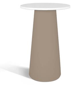 Tavolo alto in polietilene Mik� 2.0 Neutro piano in Wersalit ad alta resistenza Dimensioni 70x70x h106 cm piede tortora top bianco latte