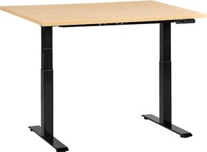 BELIANI Scrivania regolabile in altezza piano marrone chiaro struttura in acciaio nero 120 x 60 cm regolazione elettrica in altezza ufficio moderno