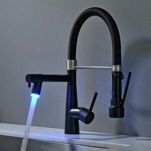 Rubinetto da cucina a LED, rubinetto con selettore per doccetta, estraibile - Rotazione a 360° - Doccetta estraibile - Alta pressione