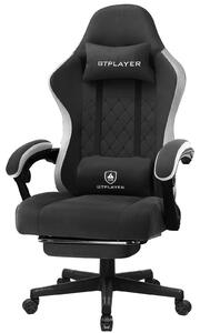 Sedia da gaming - Sedia da ufficio ergonomica - Rivestimento in tessuto - Seduta con molle insacchettate - Braccioli integrati - Poggiapiedi - Regolabile in altezza - Con rotelle - Nero