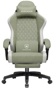 Sedia da gaming - Sedia ergonomica per PC - Tessuto traspirante - Schienale alto - Rotazione a 360° - Poggiapiedi estraibile - Verde