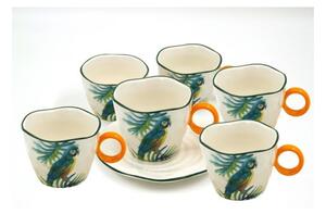 Servizio per 6 Persone Tazze da Tè in Porcellana "Jungle Parrots" -