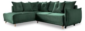 Divano letto in velluto a coste verde (angolo sinistro) Lazy Lukka - Miuform