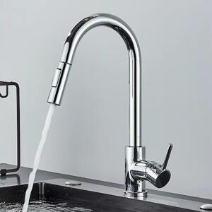 Miscelatore da cucina – Rubinetti estraibili per lavello – Girevole a 360° – 2 tipi di getto – Acqua fredda e calda – Acciaio inossidabile 304 – Cromato