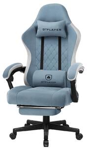 Sedia da gaming - Sedia da scrivania ergonomica - Rivestimento in tessuto - Seduta con molle insacchettate - Braccioli accoppiati - Poggiapiedi - Girevole a 360° - Con rotelle - Azzurro