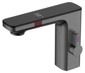 Rubinetto per lavabo con sensore - Miscelatore automatico - Grigio - Rame con finitura cromata - Per bagno e uso commerciale