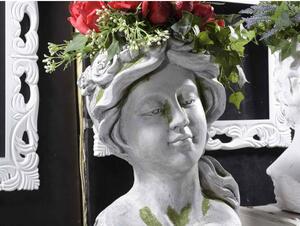 Vaso / Statua in Ceramica Volto di Donna e Corona di Rose