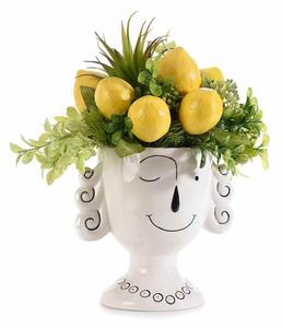 Set 2 Vasi Decorativi in Porcellana con Faccia Sorridente