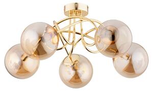 Lampada da soffitto BANKO oro-ambra 5xE14x10W in vetro, dimensioni: 26x51x51 cm, IP20, Alfa