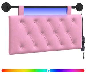 Testiera sospesa Con luce LED Rosa Tessuto