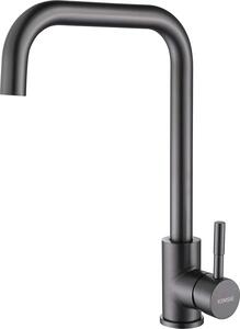 KINSE Miscelatore monocomando da cucina, acciaio inox | Miscelatore da cucina girevole a 360° | Miscelatore da cucina ad alta pressione | Grigio canna di fucile