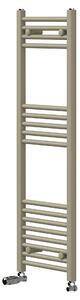 Riscaldamento asciugamani LuxeBath 400x1200 mm, radiatore da bagno con valvola termostatica, asciugamano Sahara a pannello liscio con attacco laterale, portasciugamani, color beige