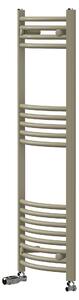 Asciugamani radiante LuxeBath 400x1200 mm, radiatore per bagno con valvola termostatica, asciugamani Sahara curvo con attacco laterale, portasciugamani, color beige